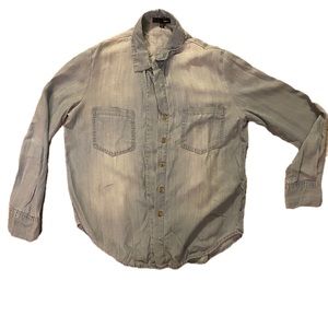 Aqua Chambray Button Down-XS